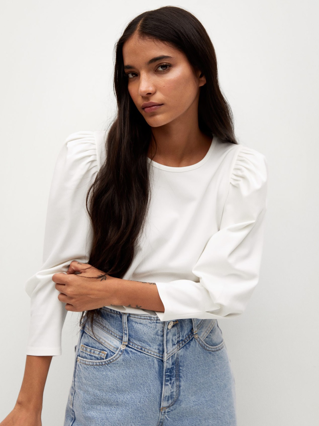 

MANGO White Power Shoulder Regular Top