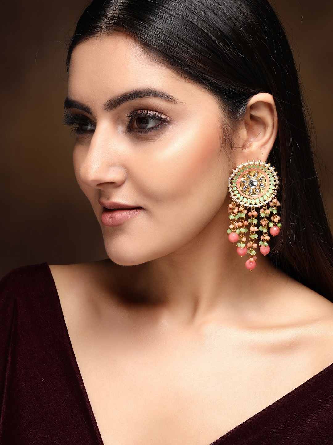 

Rubans 24K Gold Plated Handcrafted Circular Drop Earrings
