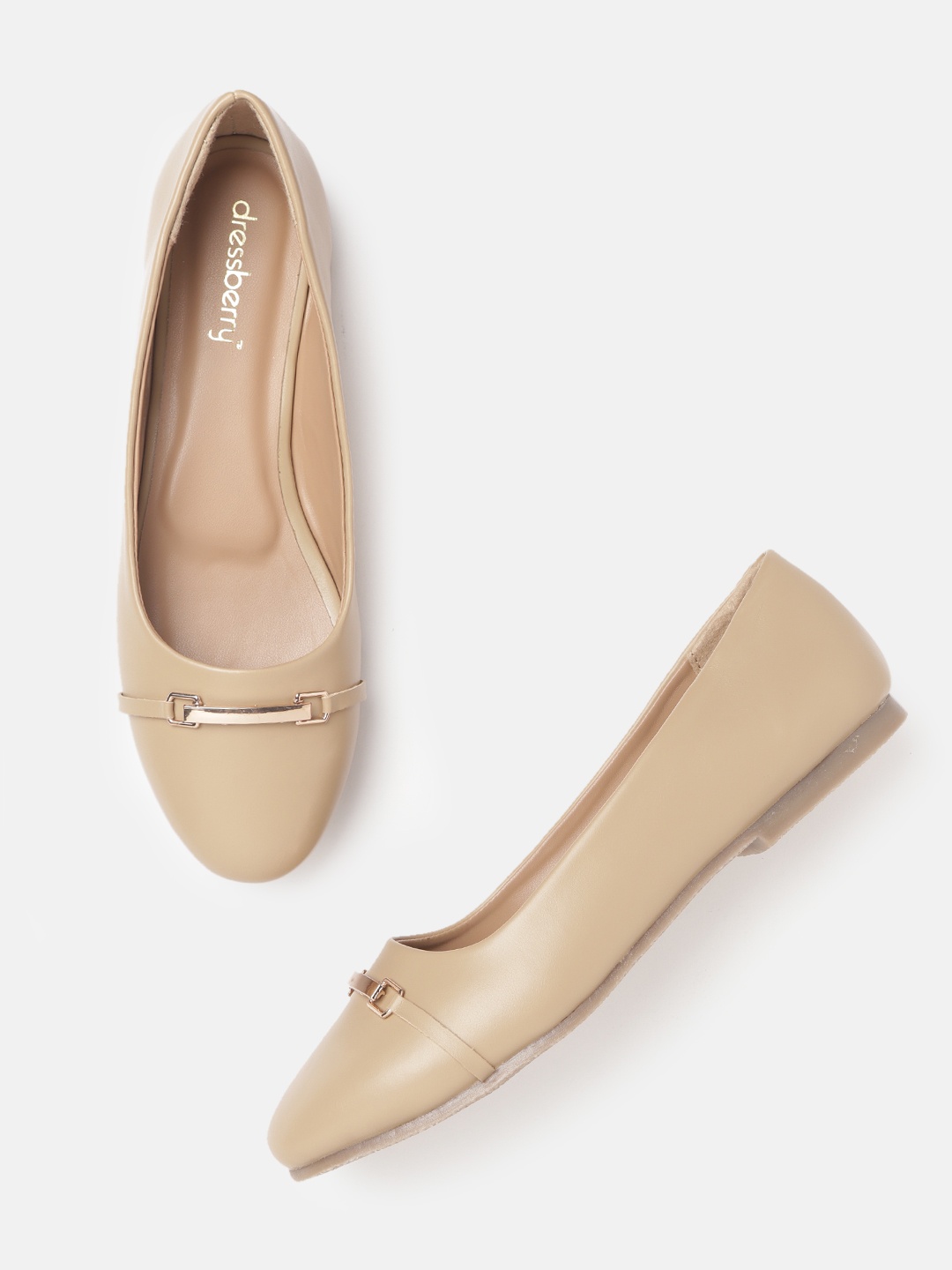 

DressBerry Women Beige Solid Ballerinas