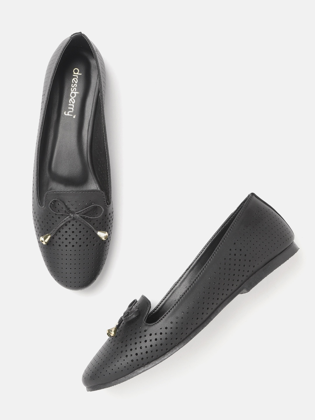 

DressBerry Women Black Laser Cuts Ballerinas