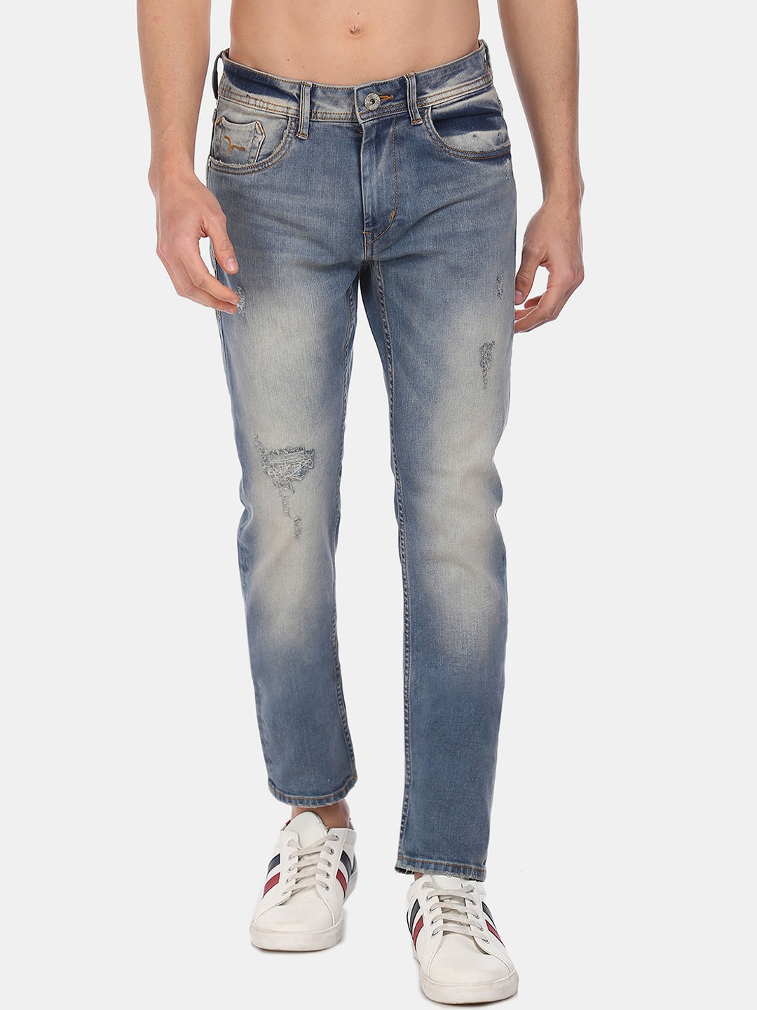 

Flying Machine Men Blue Slim Fit Mid-Rise Mildly Distressed Jeans