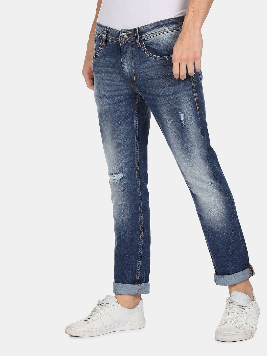 

Flying Machine Men Blue Slim Fit Mid-Rise Mildly Distressed Jeans