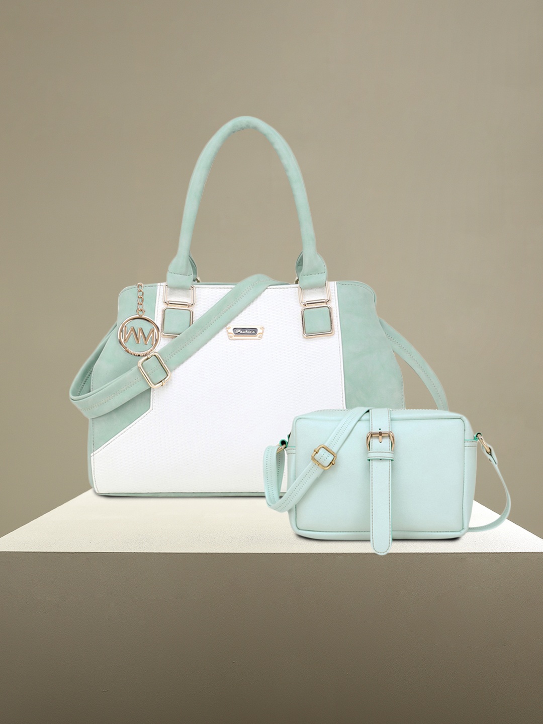 

WOMEN MARKS Green Colourblocked Handheld Bag Combo