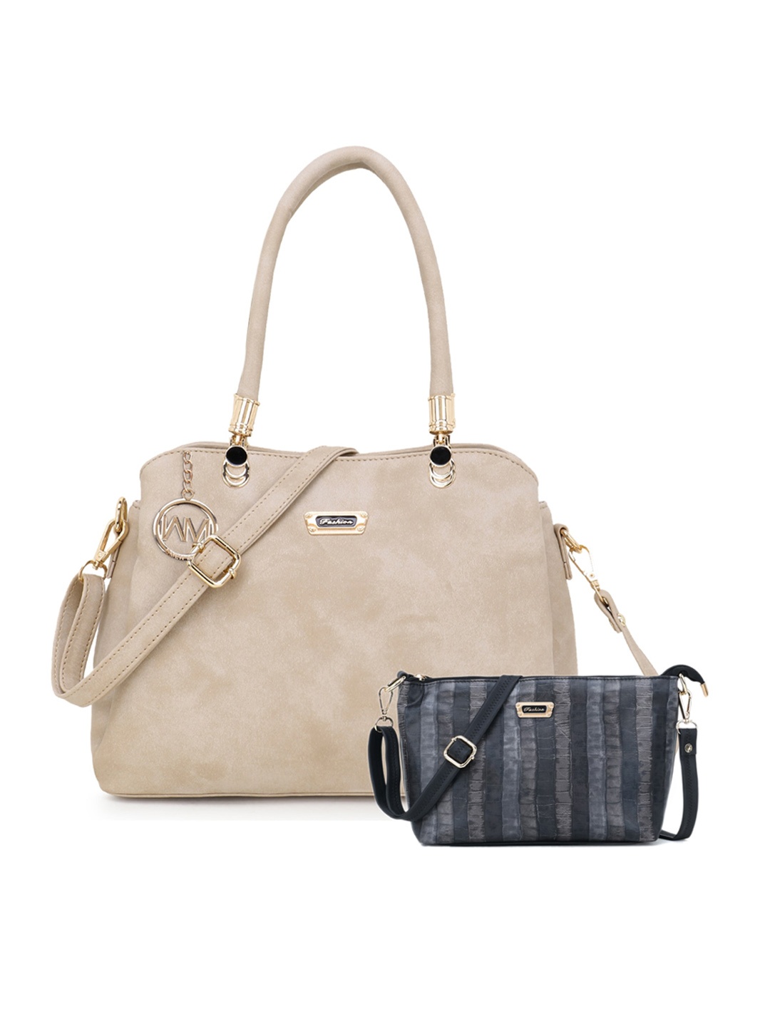 

WOMEN MARKS Cream-Coloured & Black Solid Handheld & Sling Bag