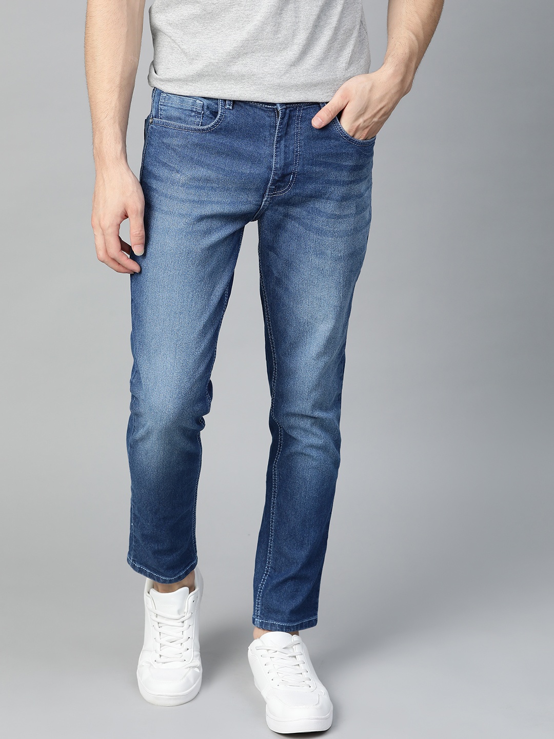 

Mast & Harbour Men Blue Slim Tapered Fit Light Fade Stretchable Jeans