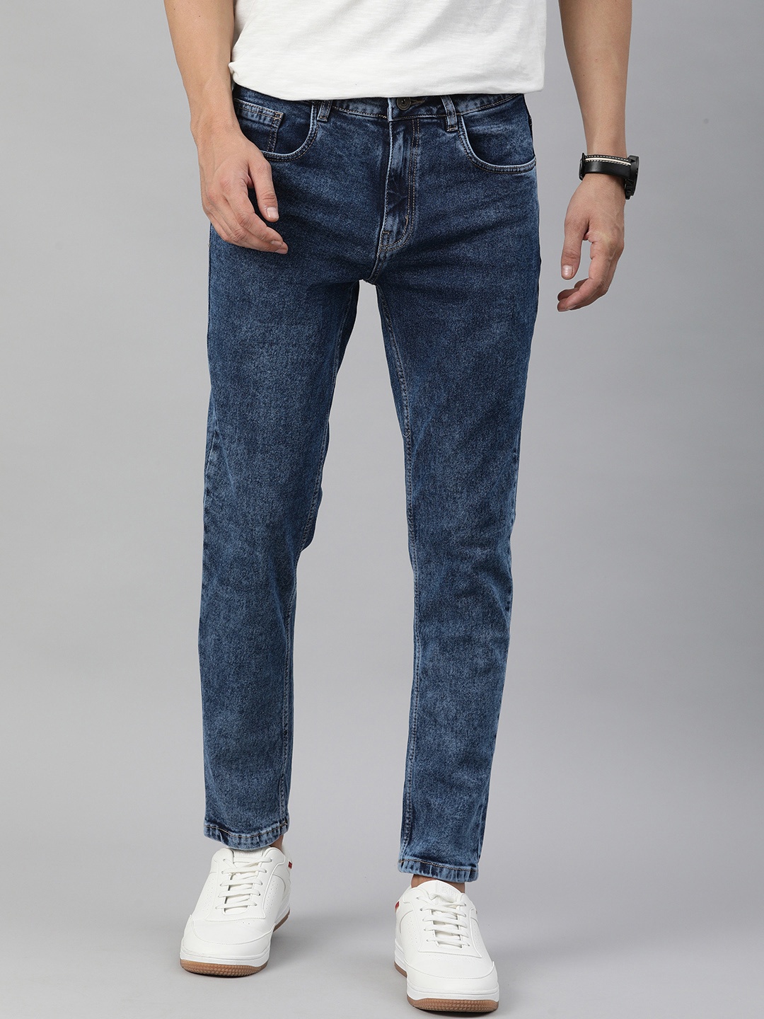 

Mast & Harbour Men Blue Slim Fit Heavy Fade Acid Wash Stretchable Jeans