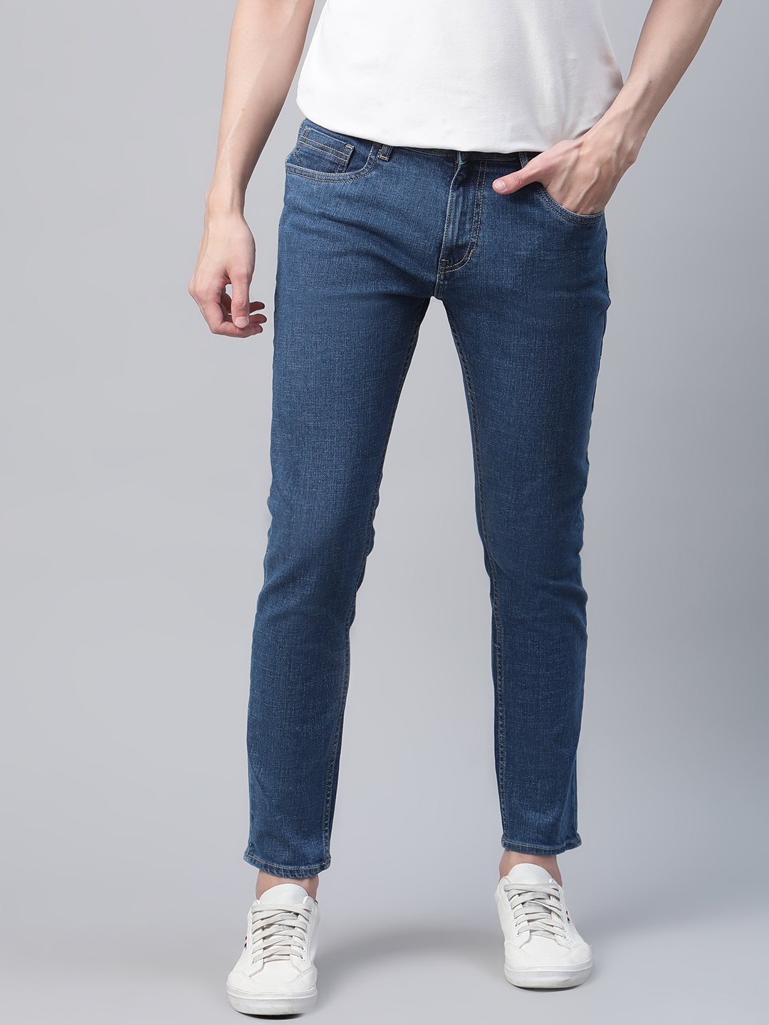 

Mast & Harbour Men Navy Blue Solid Skinny Fit Clean Look Stretchable Jeans