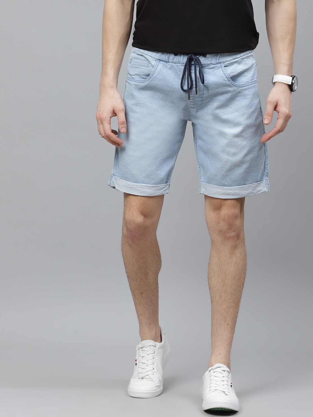 

Mast & Harbour Men Blue Faded Regular Fit Denim Shorts
