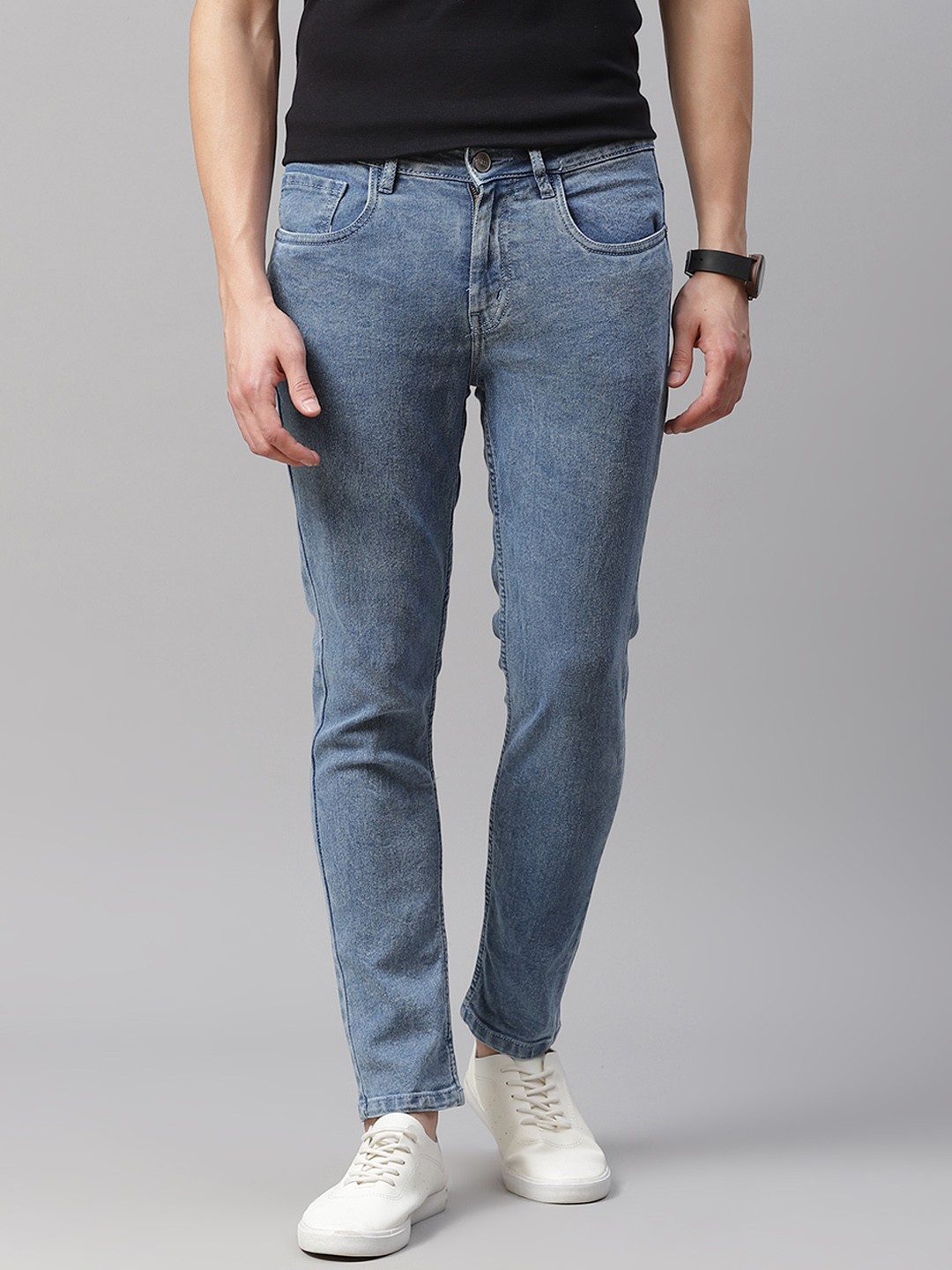 

Mast & Harbour Men Blue Slim Tapered Fit Light Fade Stretchable Jeans