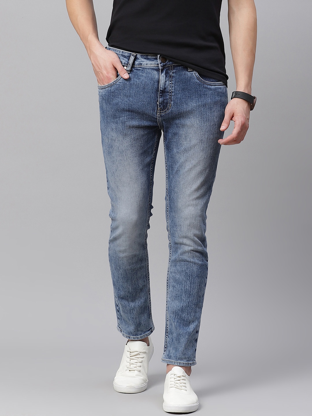 

Mast & Harbour Men Blue Skinny Fit Heavy Fade Stretchable Jeans
