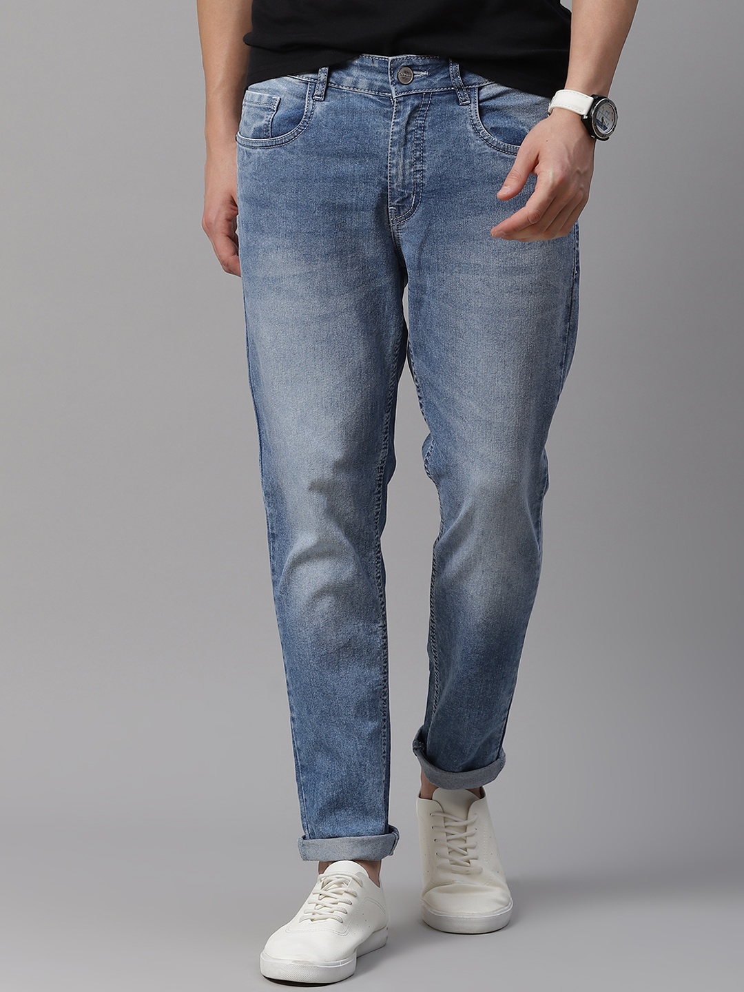 

Mast & Harbour Men Blue Slim Tapered Fit Light Fade Stretchable Jeans