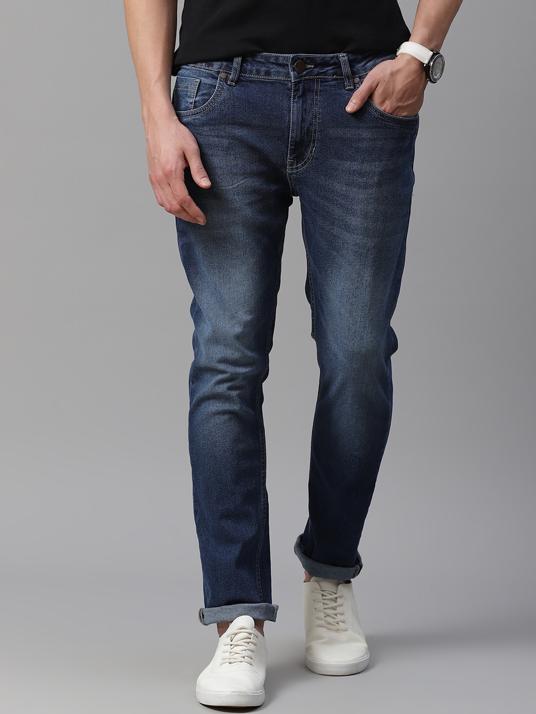 

Mast & Harbour Men Navy Blue Skinny Fit Light Fade Stretchable Jeans
