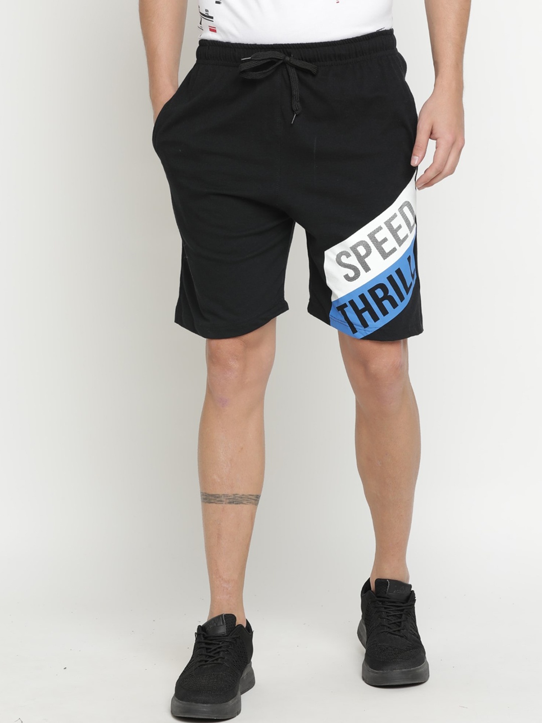 

Maniac Men Black Printed Slim Fit Sports Shorts