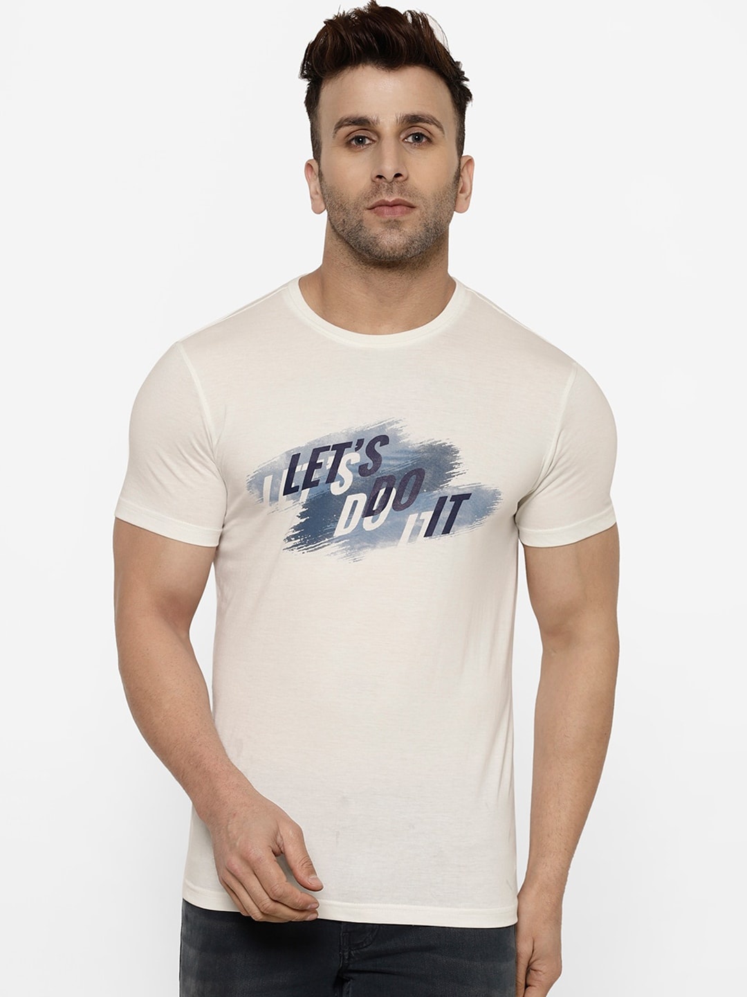 

cape canary Men Off-White Printed Round Neck T-shirt