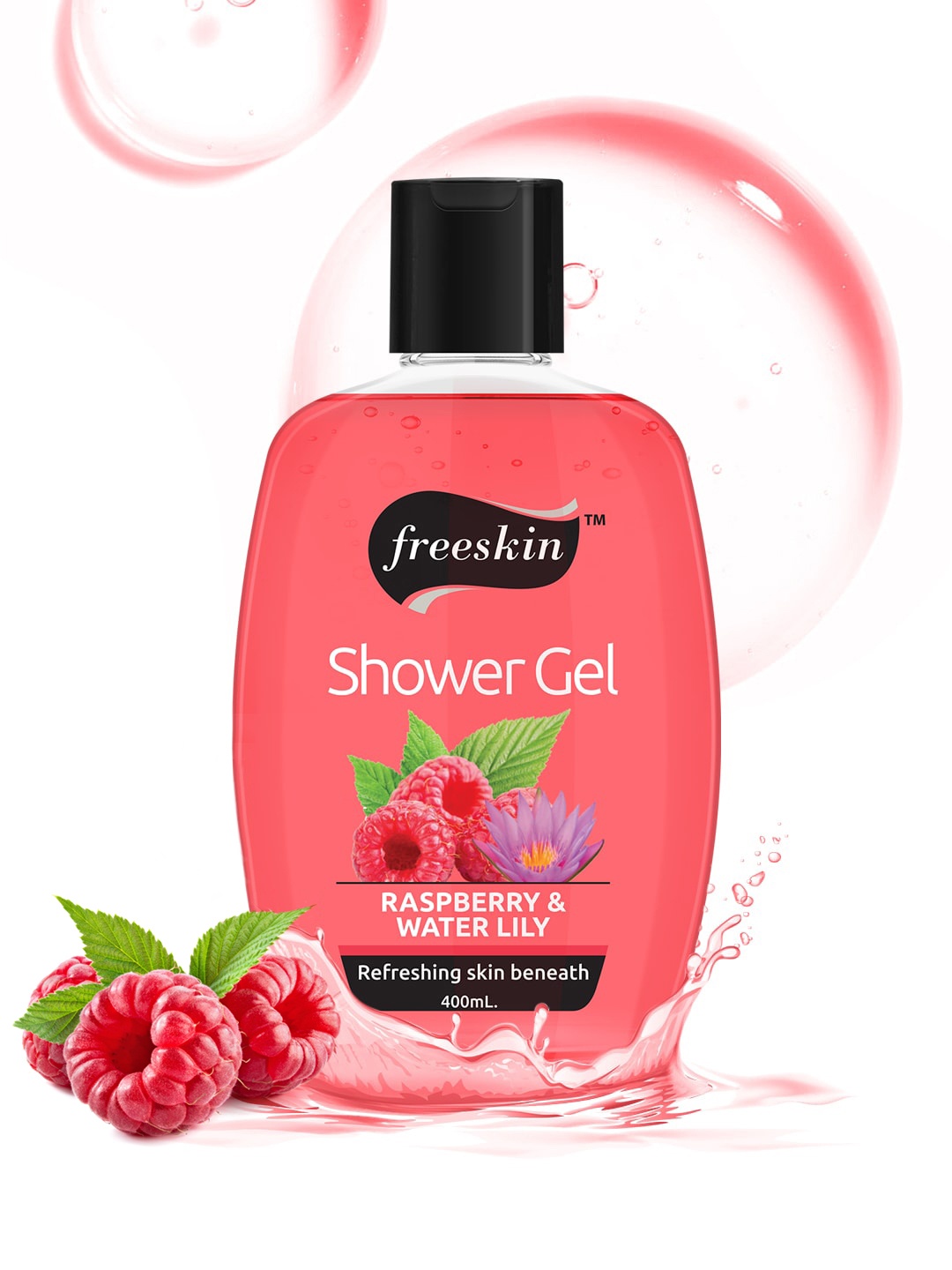 

Freeskin Unisex Raspberry & Water Lily Shower Gel 400 ml, Pink
