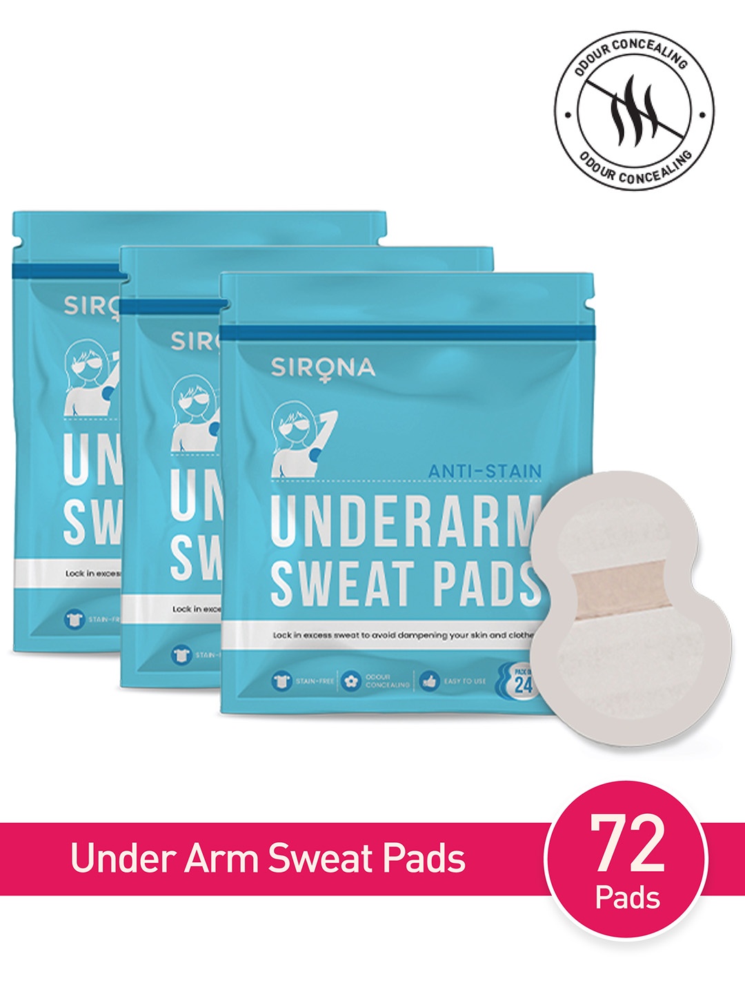 

Sirona Unisex Pack Of 3 Under Arm Sweat Pads, White
