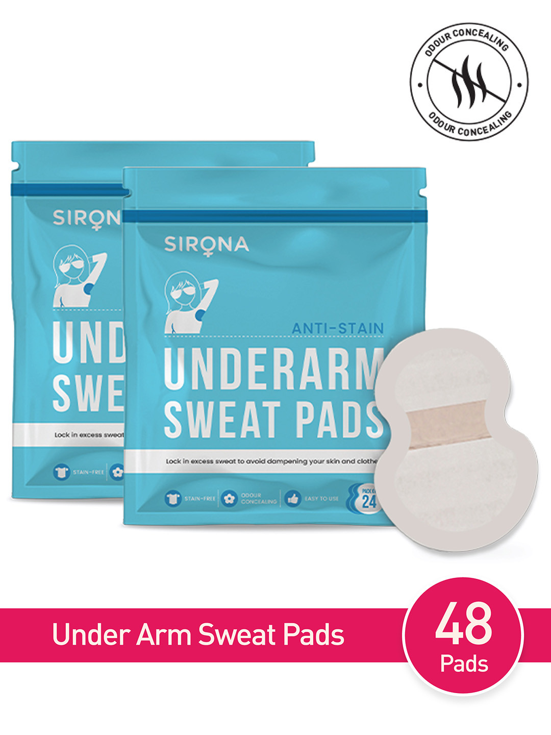 

Sirona Pack Of 2 Unisex Under Arm Sweat Pads, White