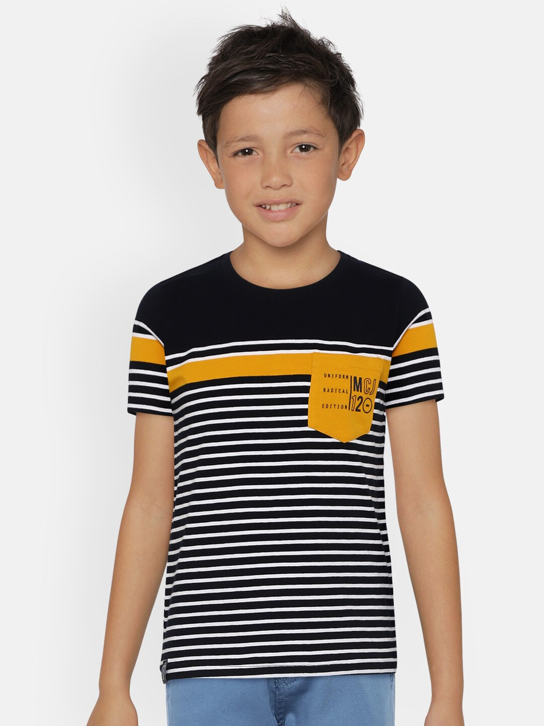 

Monte Carlo Boys Navy Blue & White Striped T-shirt