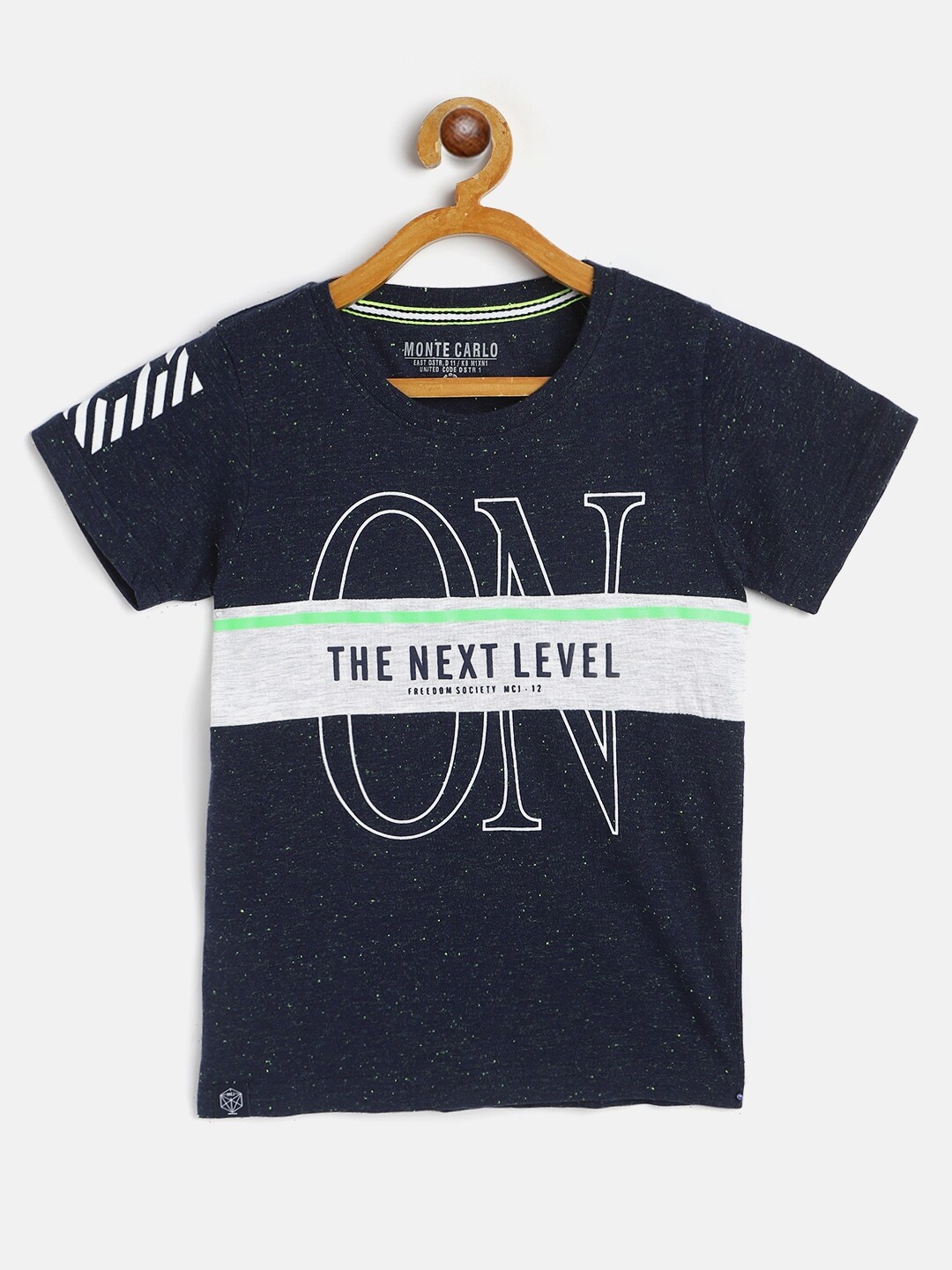 

Monte Carlo Boys Navy Blue & White Typography Print T-shirt