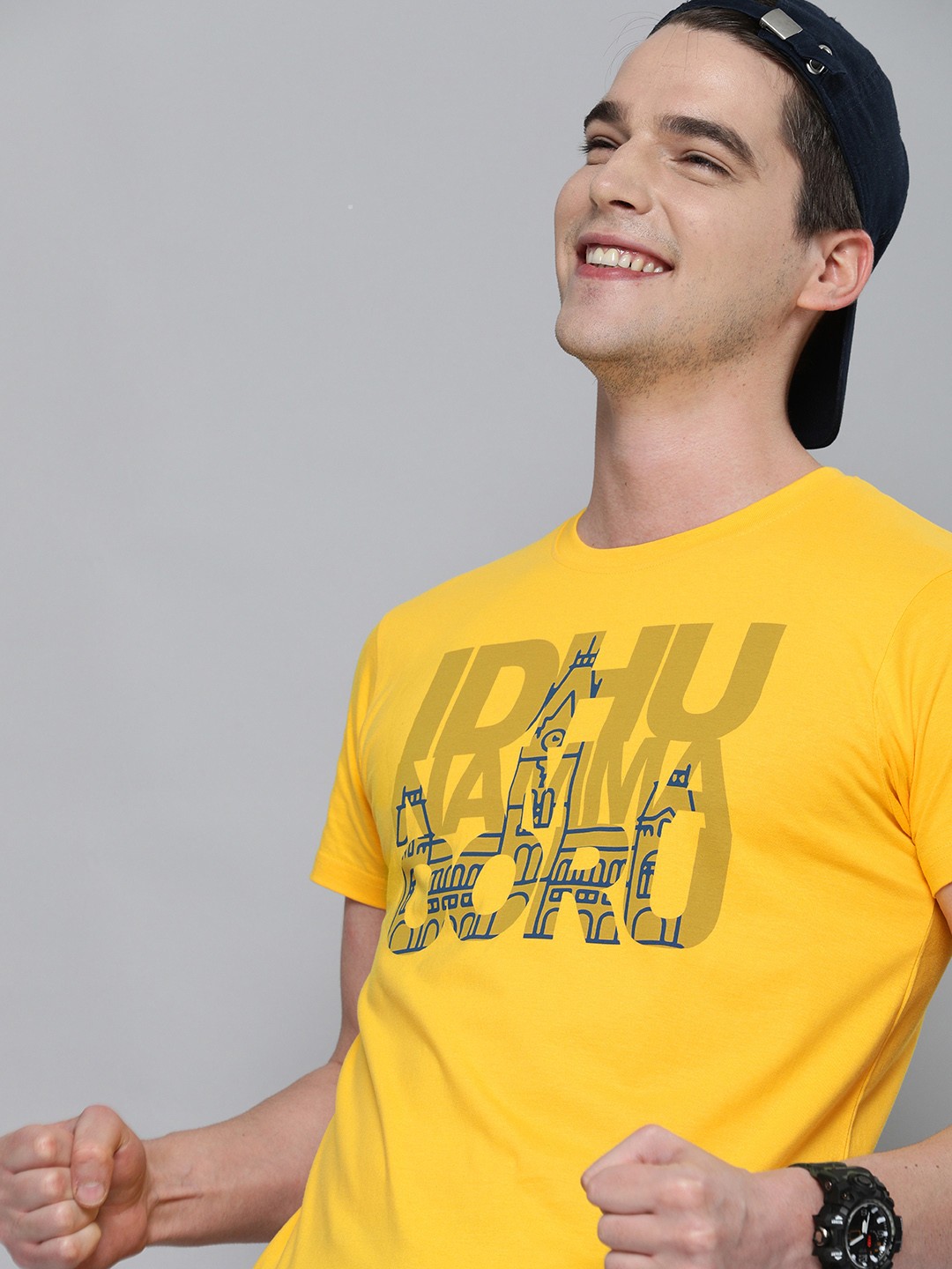 

HERENOW Men Yellow Printed Chennai Super Kings Round Neck Pure Cotton T-shirt