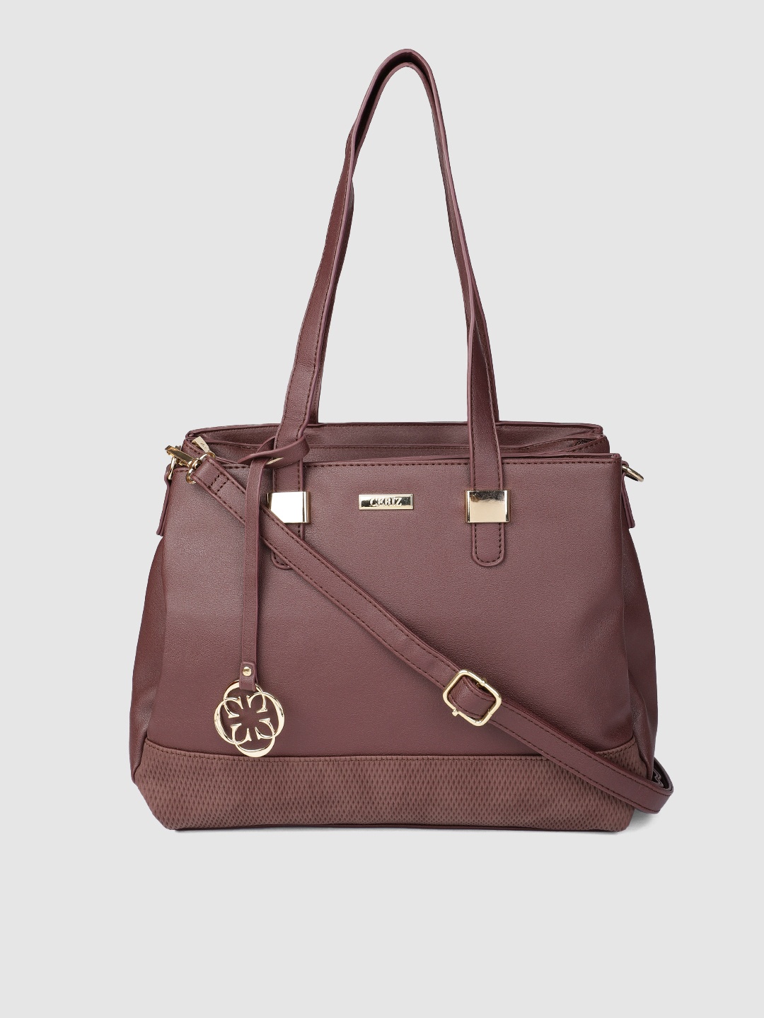 

CERIZ Women Burgundy Self Design Shoulder Bag