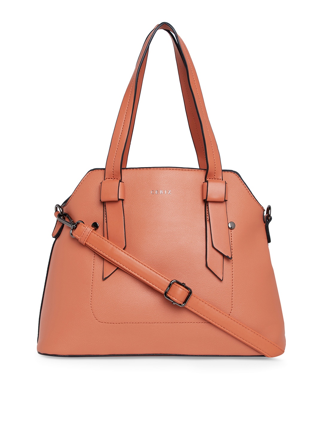 

CERIZ Coral Textured Shoulder Bag With Detachable String Strap