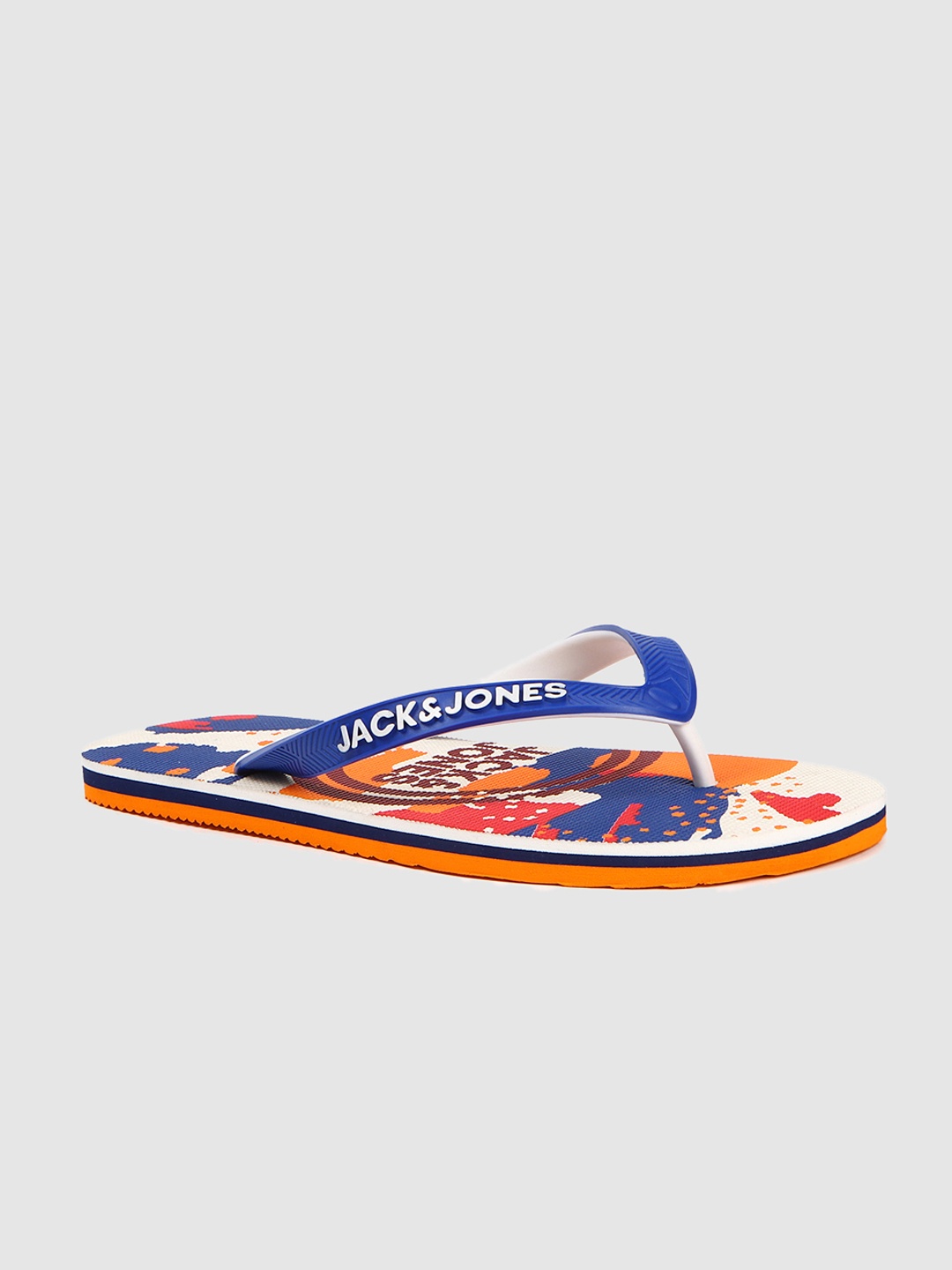 

Jack & Jones Men Blue & Orange Printed Thong Flip-Flops