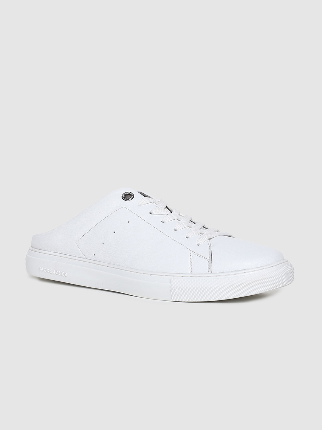 

Jack & Jones Men White Solid Leather Mules