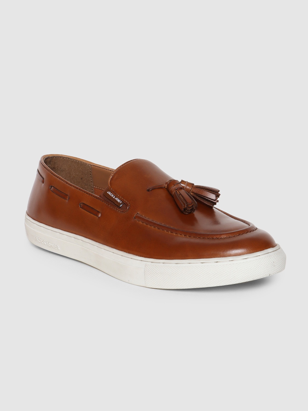 

Jack & Jones Men Brown Solid Leather Tassel Loafers