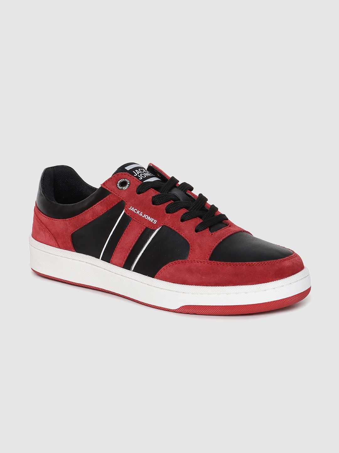 

Jack & Jones Men Red & Black Textured Sneakers