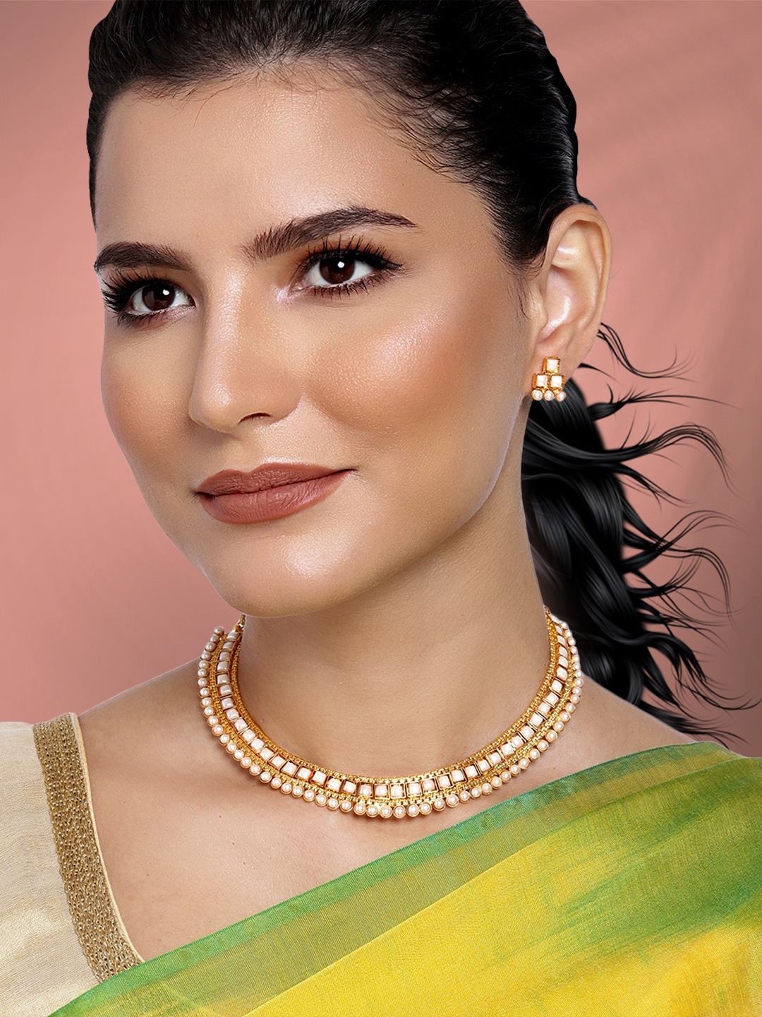

Peora White Gold-Plated Pearl Handcrafted Jewellery Set