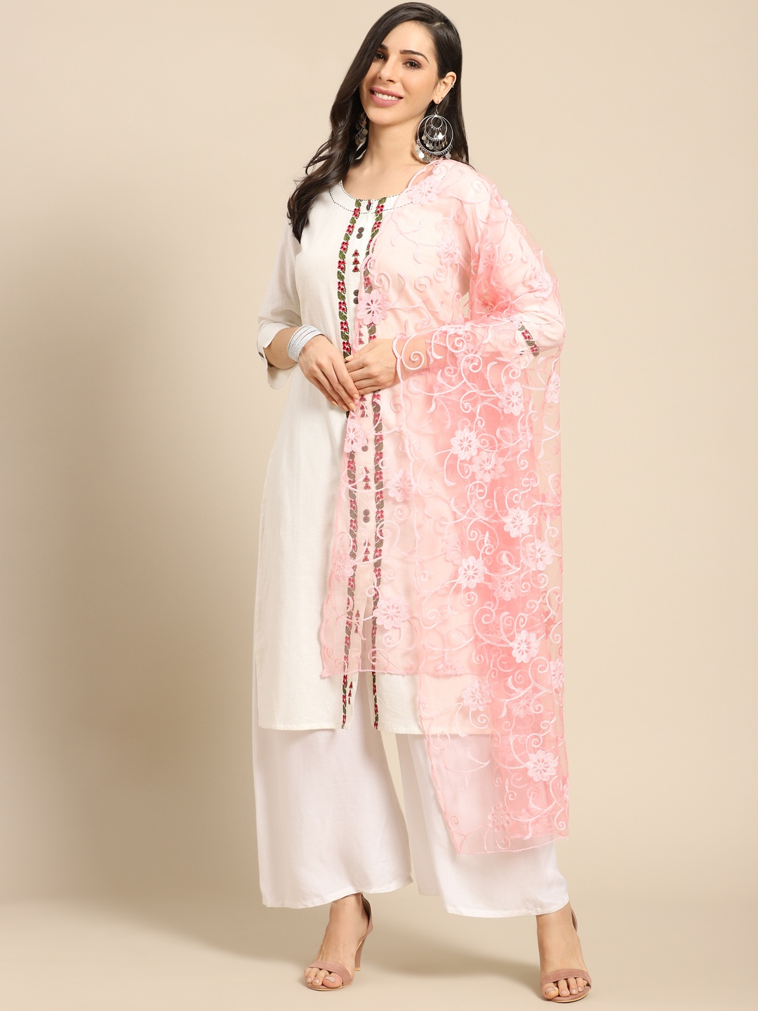 

Saadgi Pink Aari Embroidered Dupatta