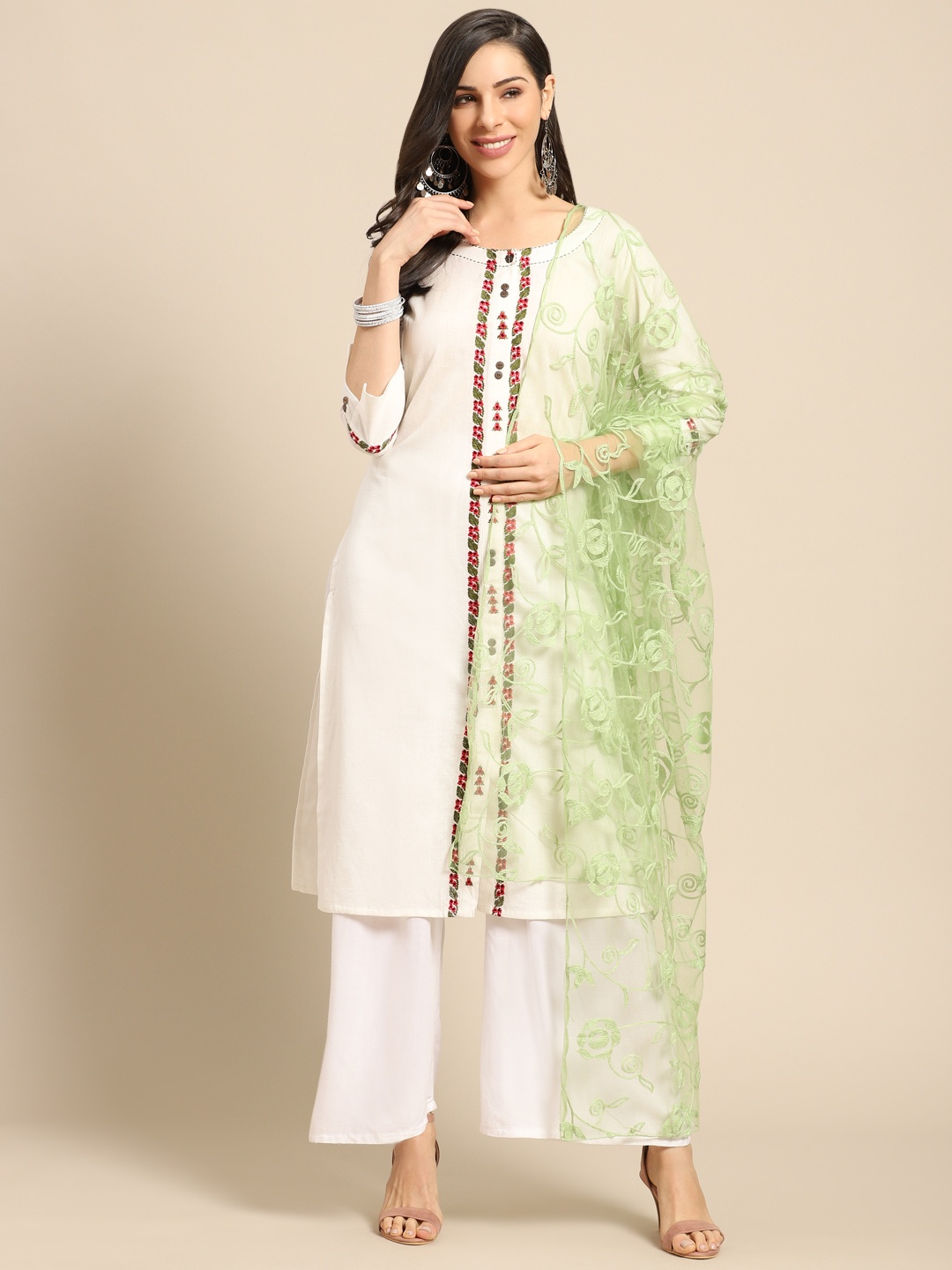 

Saadgi Green Aari Embroidered Dupatta