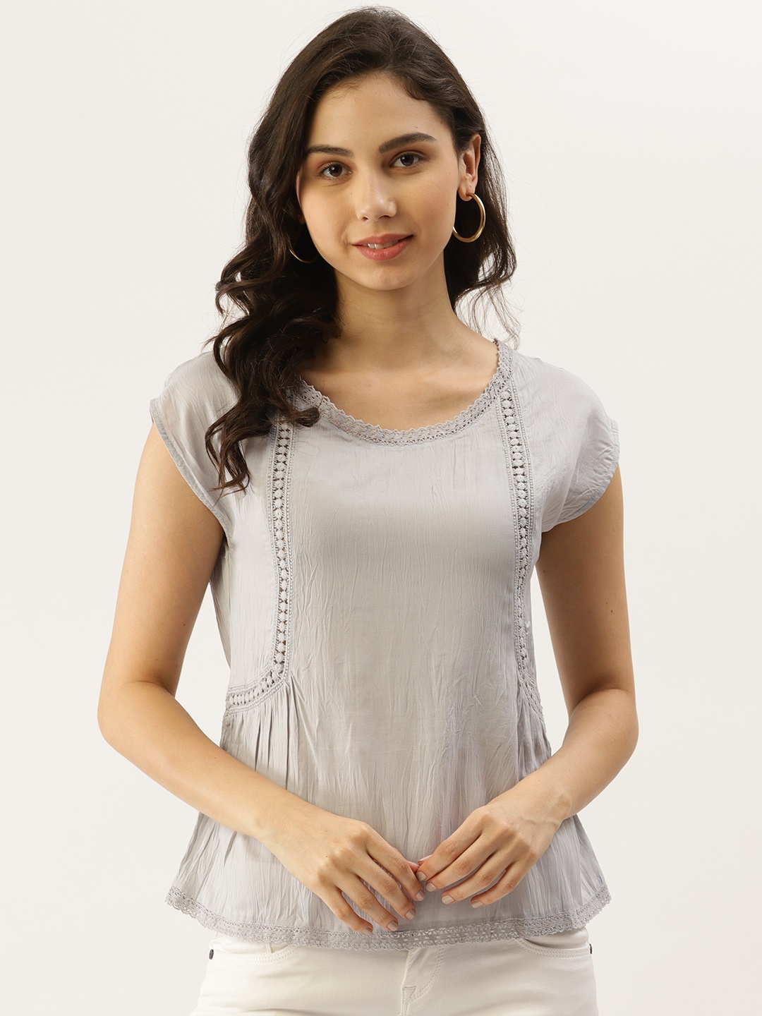 

Label Ritu Kumar Grey Extended Sleeves Regular Top