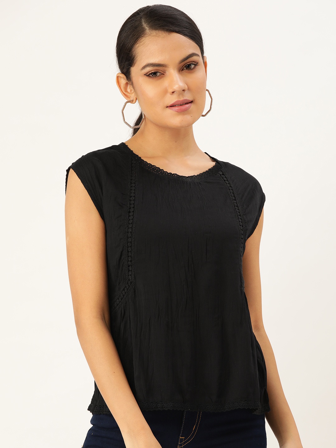

Label Ritu Kumar Black Extended Sleeves Regular Top