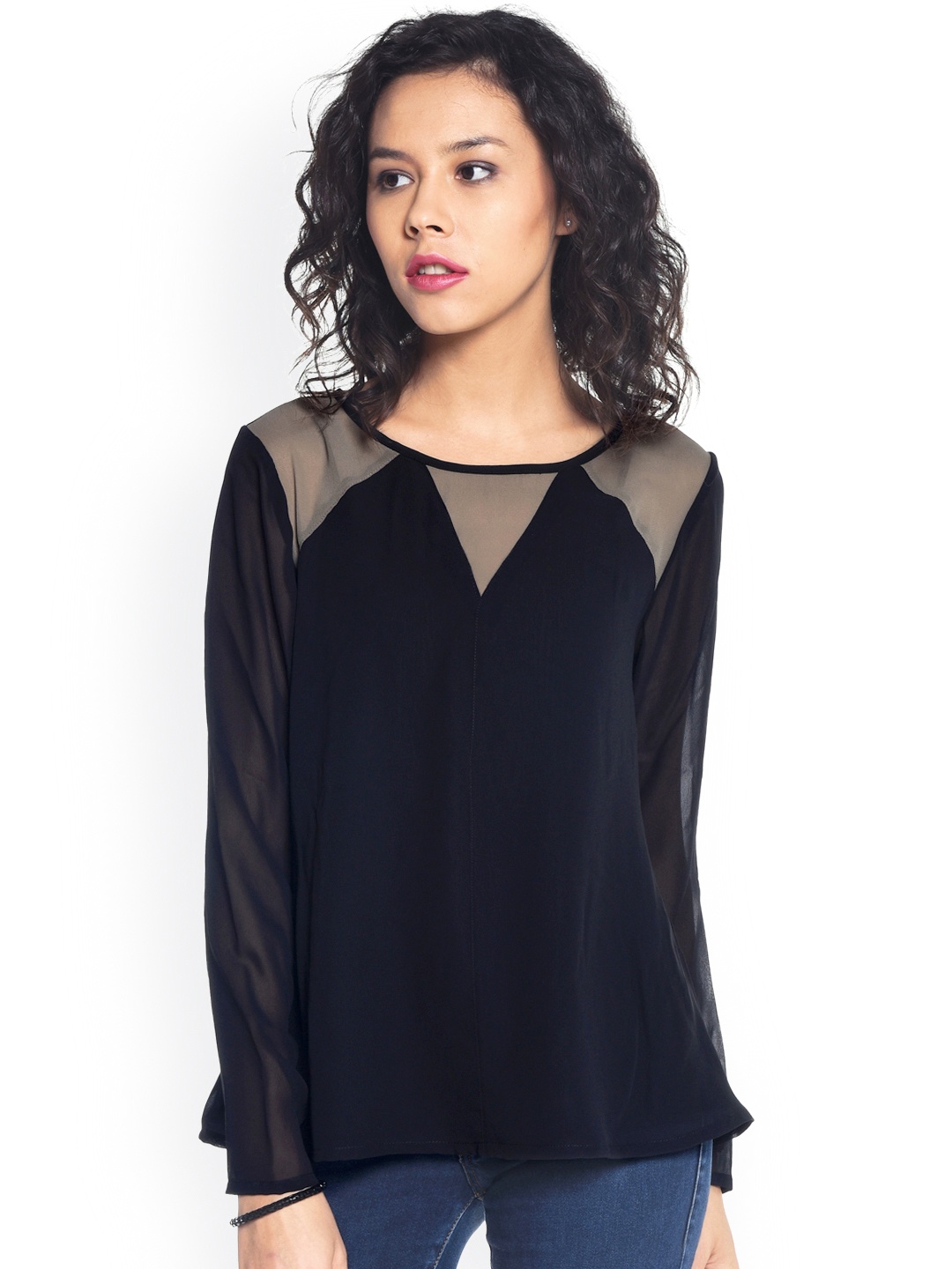 

Besiva Black Sheer Top