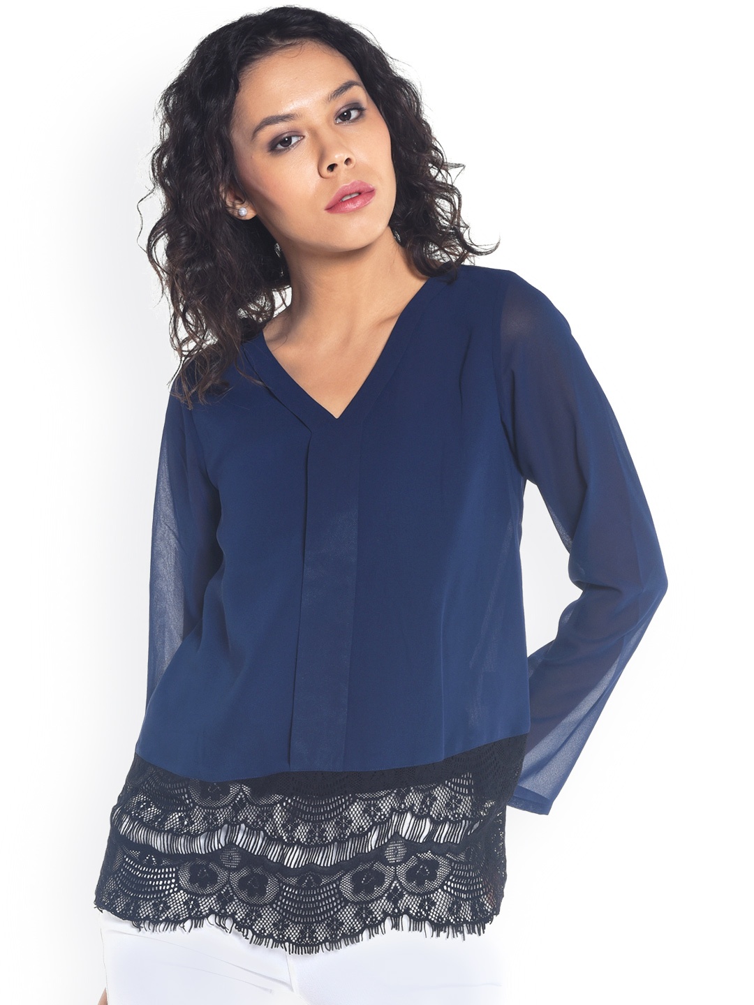 

Besiva Navy Sheer Top, Navy blue