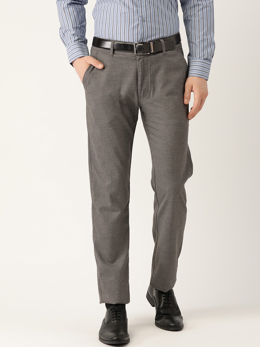

Hancock Men Charcoal Grey Slim Fit Formal Trousers