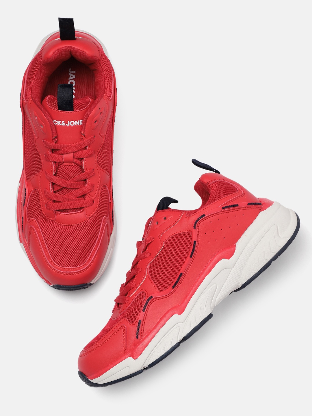 

Jack & Jones Men Red Textured Sneakers