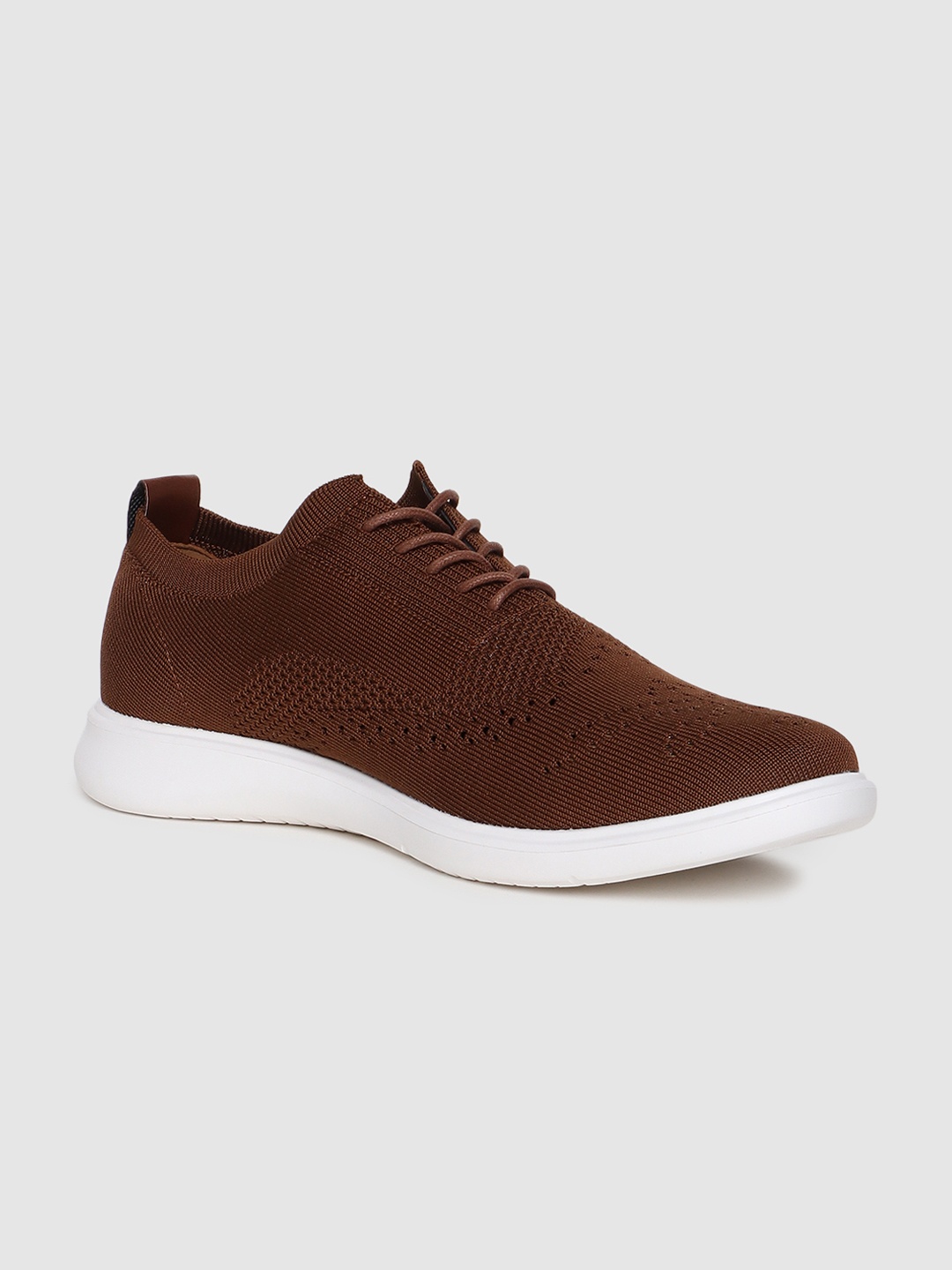 

Jack & Jones Men Brown Woven Design Knit Brogues