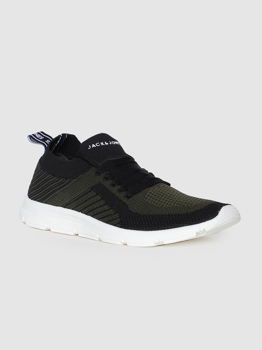 

Jack & Jones Men Olive Green & Black Woven Design Sneakers