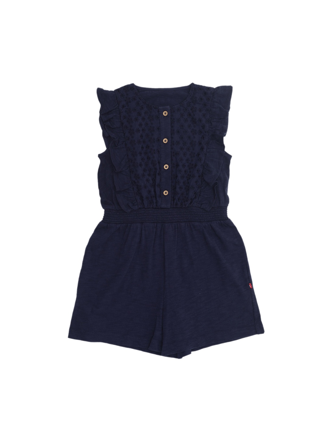 

Nino Bambino Girls Navy Blue Self Design Knitted Playsuit