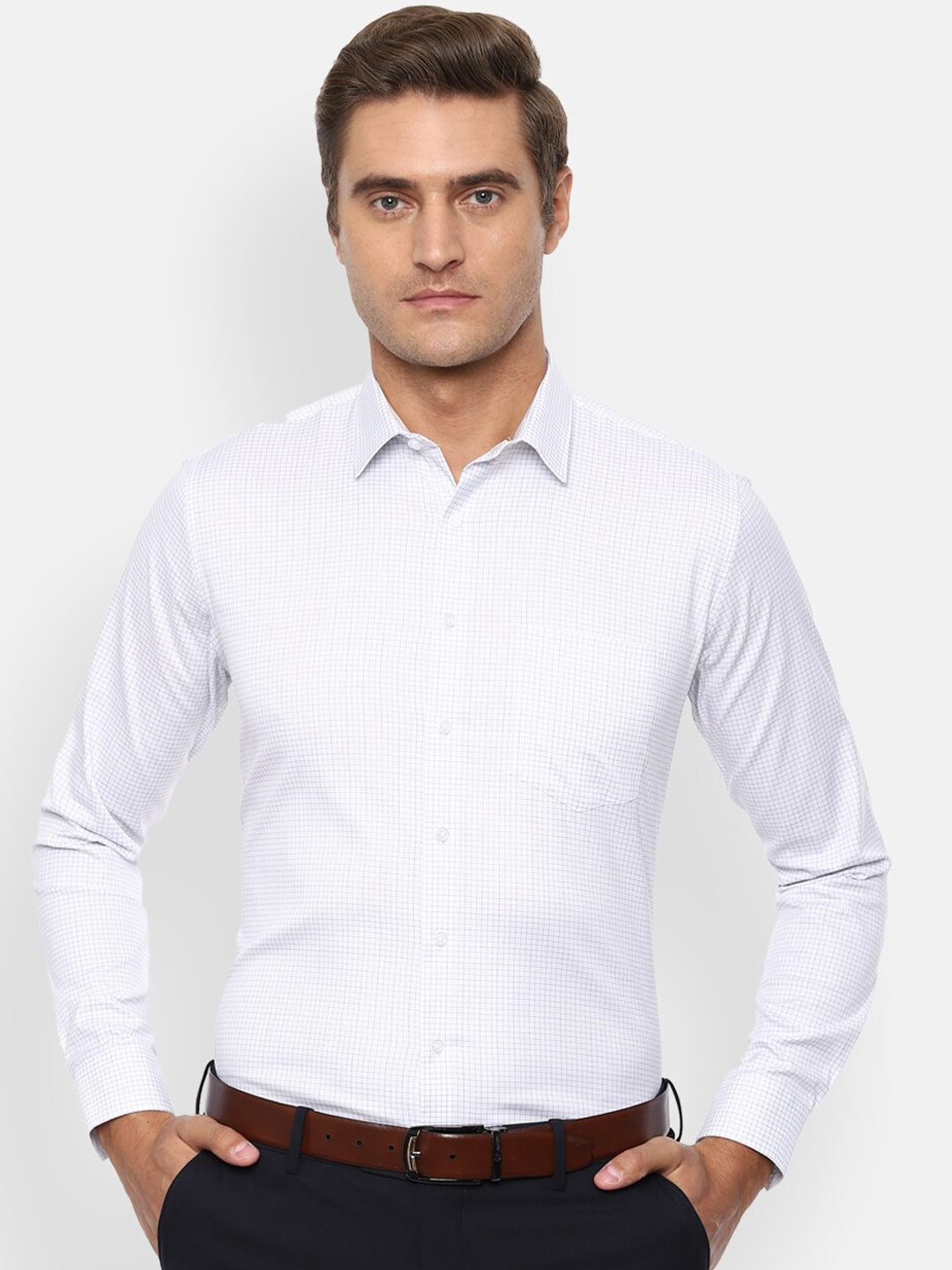 

Van Heusen Men White Slim Fit Checked Casual Shirt