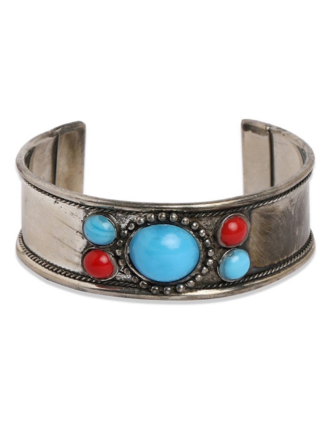 

ToniQ Silver-Toned Silver-Plated Cuff Bracelet