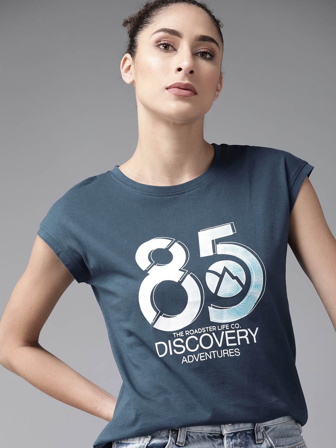 

Roadster X DISCOVERY ADVENTURES Blue Pure Cotton T-shirt with N9 PURE SILVER - MICRO PD Technology, Navy blue