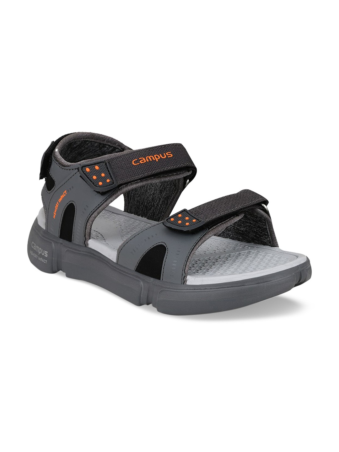 

Campus Men Grey & Orange Comfort Sandals
