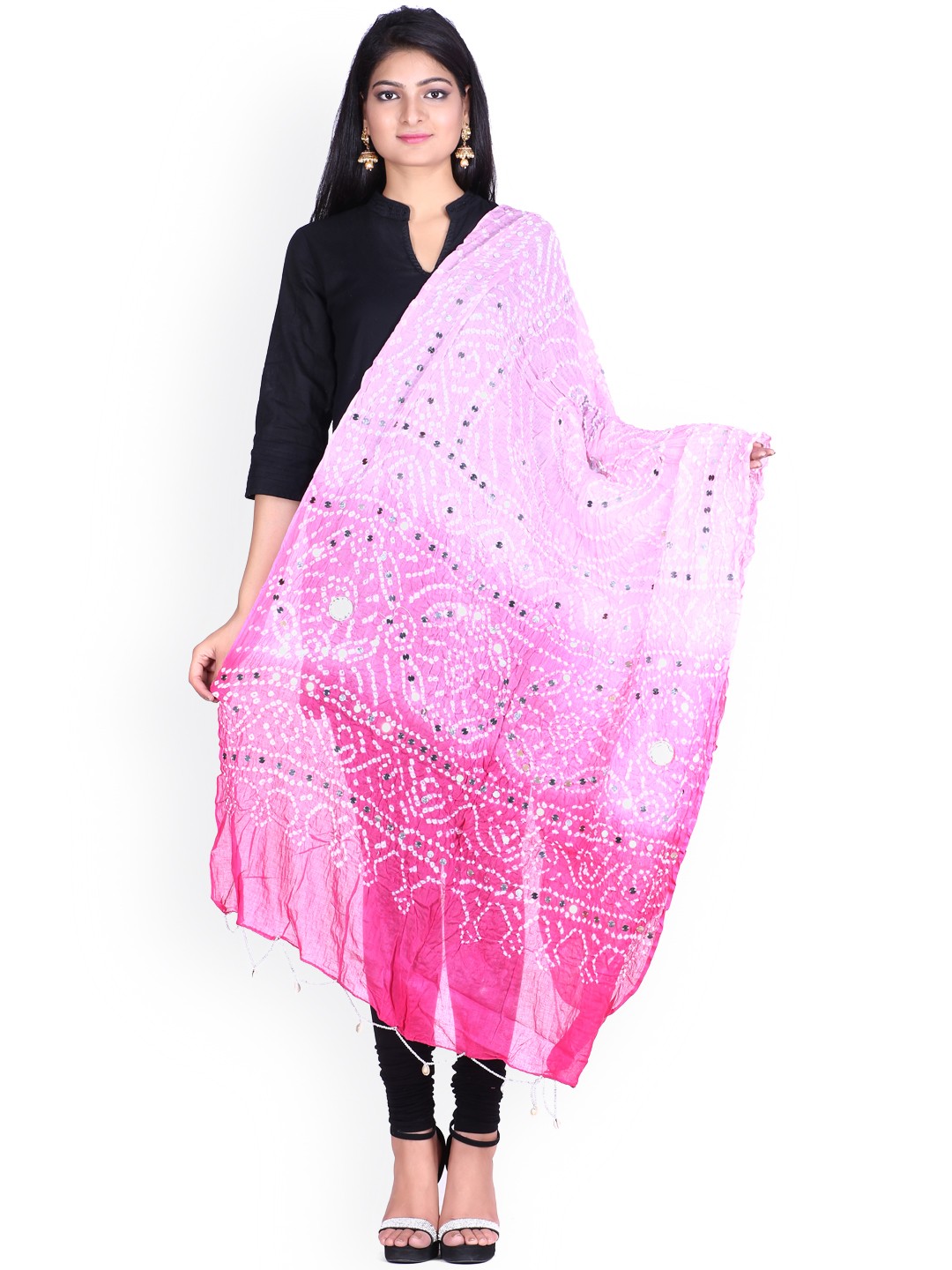 

SOUNDARYA Pink Bandhani Print Dupatta