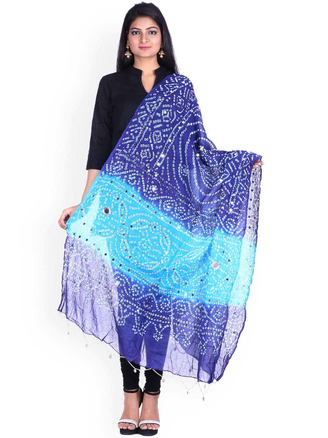 

SOUNDARYA Blue Bandhani Print Dupatta