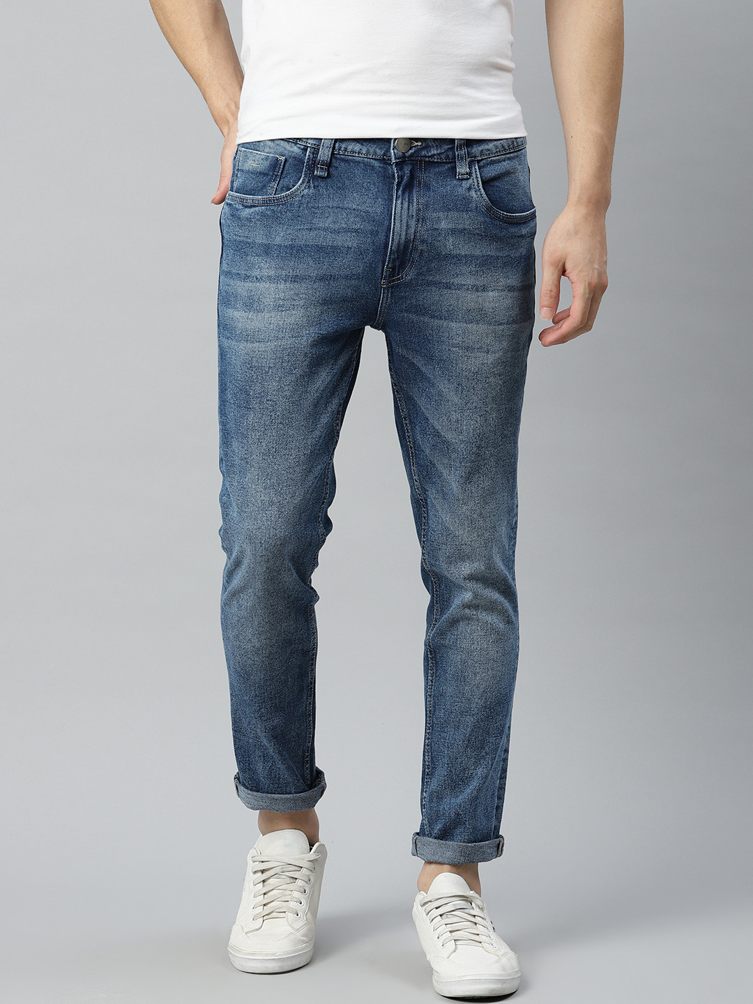 

Mast & Harbour Men Blue Skinny Fit Heavy Fade Stretchable Jeans