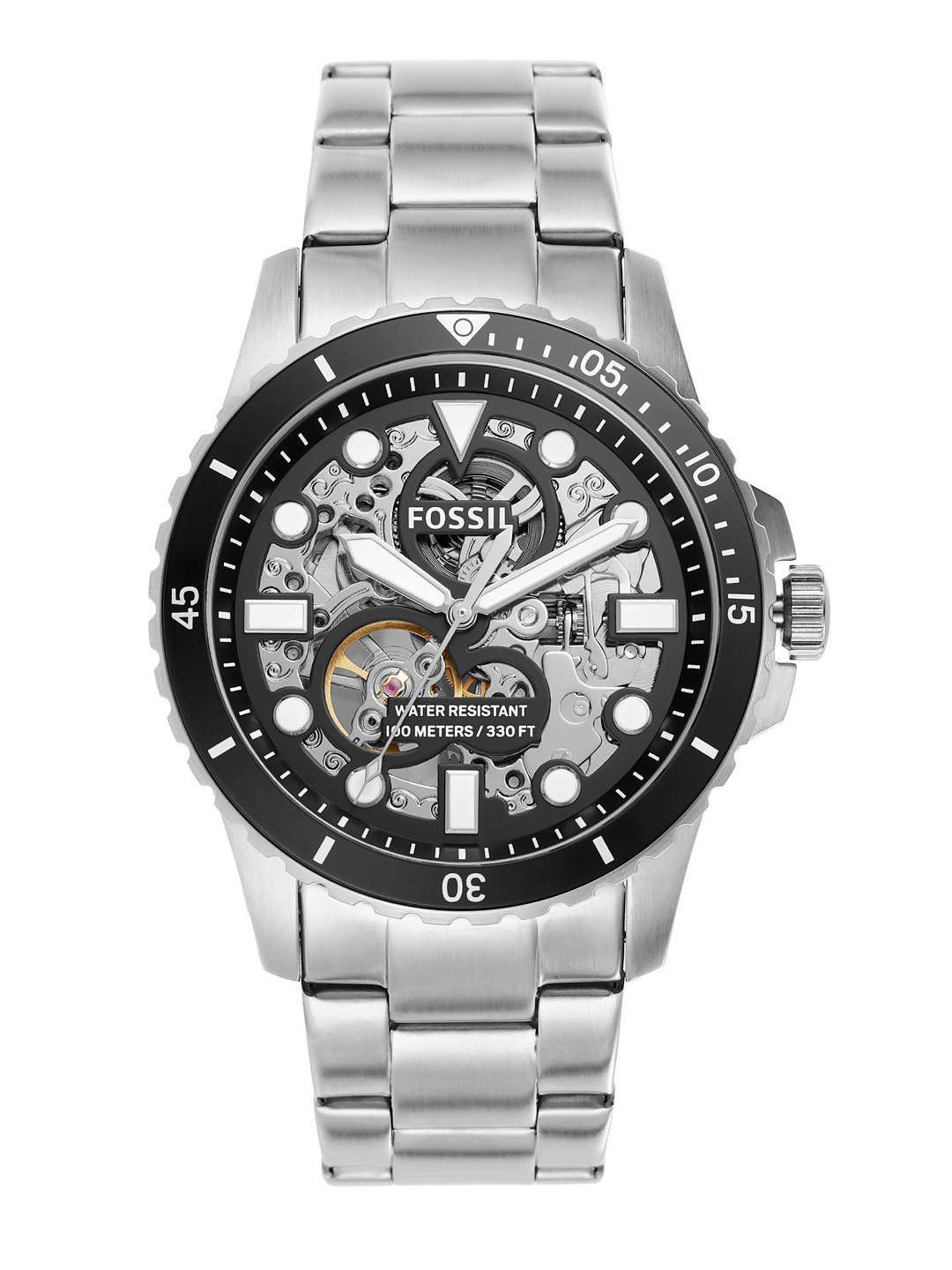 

Fossil FB-01 Men Silver-Toned Automatic Skeleton Analogue Watch ME3190